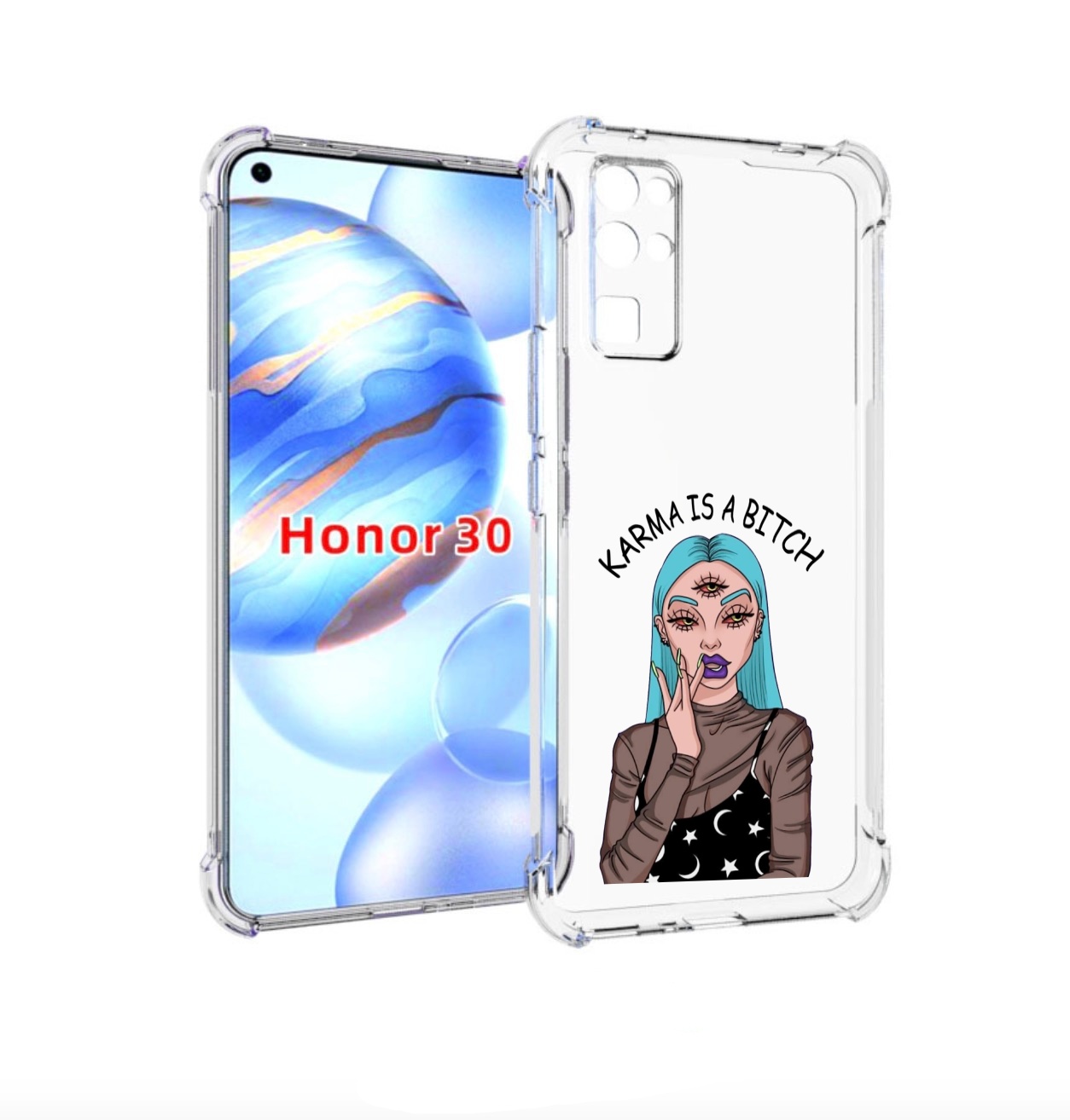 

Чехол бампер MyPads плохая-карма женский для Honor 30 (BMH-AN10), Прозрачный, Tocco