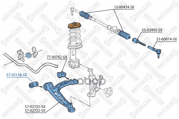 

57-03118-SX сайлентблок рычага пер. Fiat Punto all 93-99