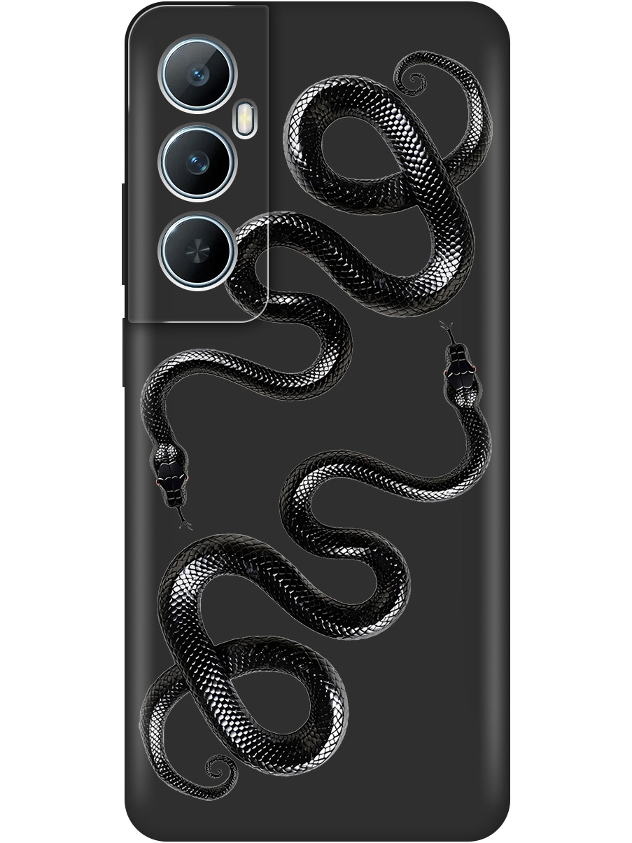 

Силиконовый чехол на Realme C65 с принтом "Черные мамбы" матовый черный, 783983813