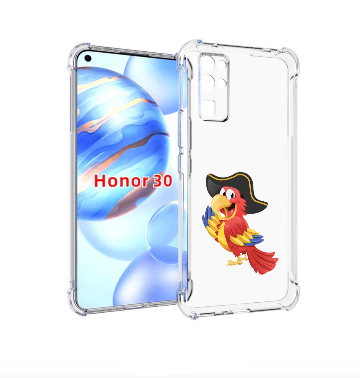 

Чехол бампер MyPads попугай-пират для Honor 30 (BMH-AN10) против, Прозрачный, Tocco