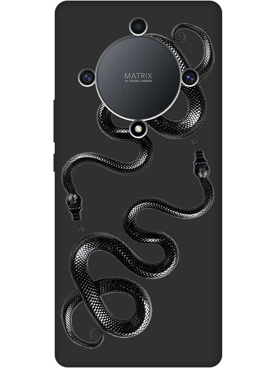 

Силиконовый чехол на Honor X9a / Magic5 Lite с принтом "Черные мамбы" матовый черный, 769394713