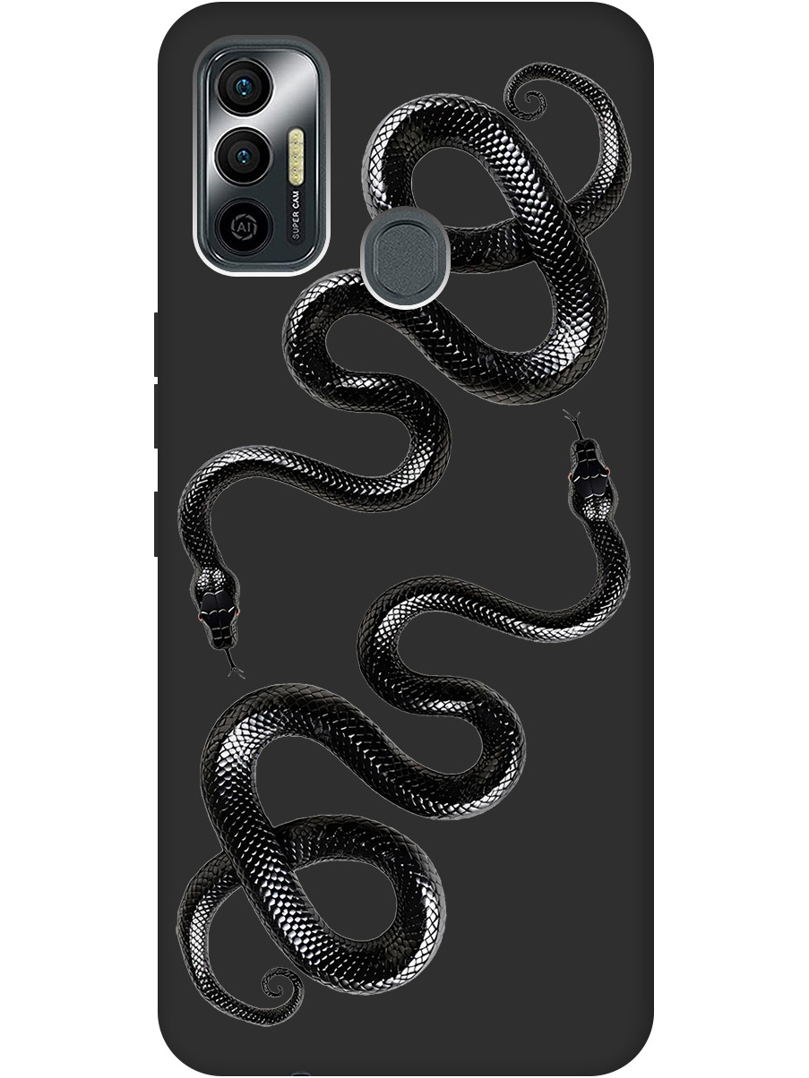 

Силиконовый чехол на Tecno Spark 7 с принтом "Черные мамбы" матовый черный, 741736113