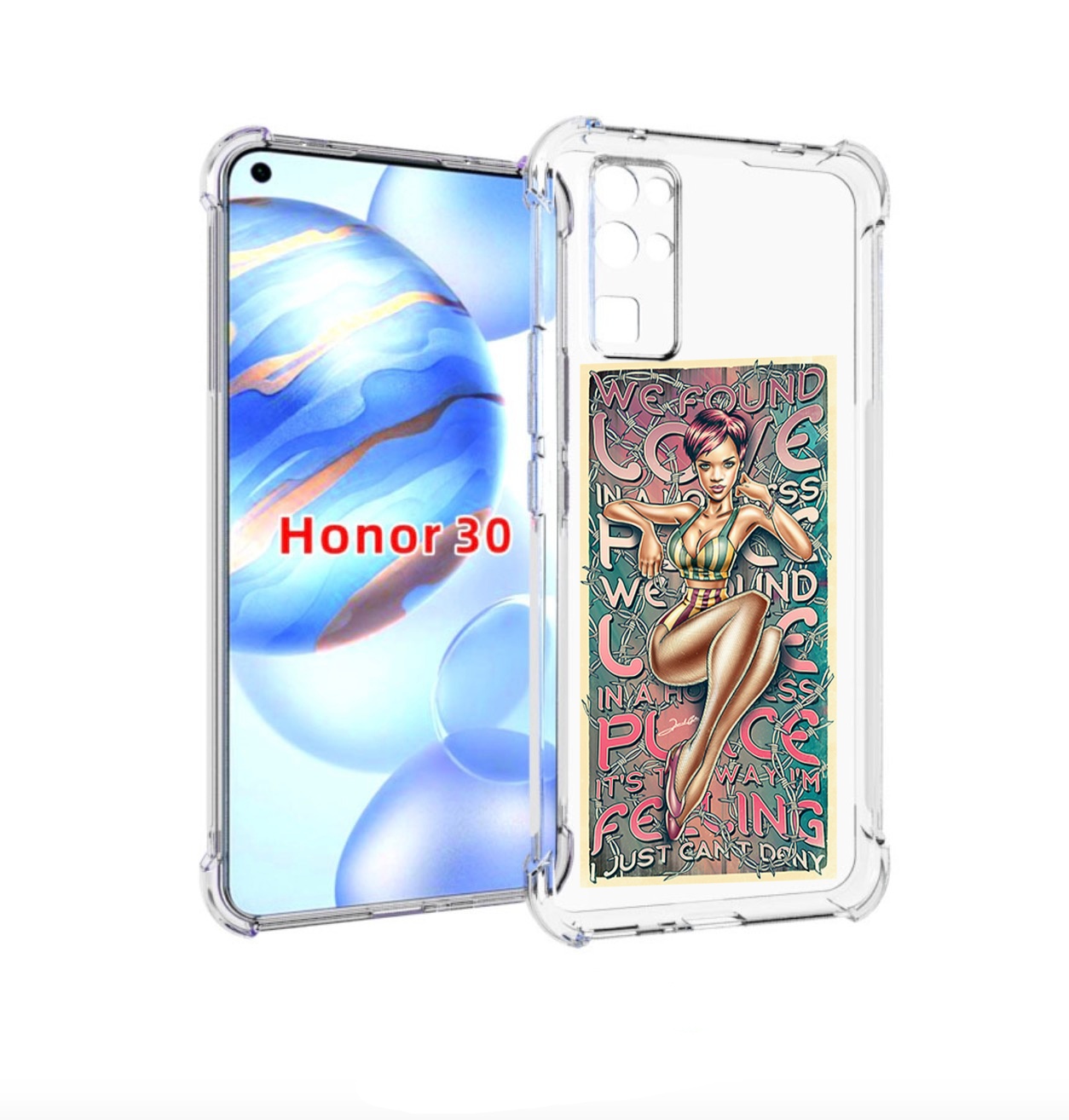 

Чехол бампер MyPads постер-рианна для Honor 30 (BMH-AN10) против, Прозрачный, Tocco