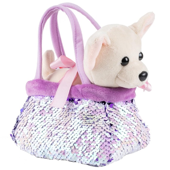фото Мягкая игрушка «собачка» в сумочке-переноске, 18 см fancy