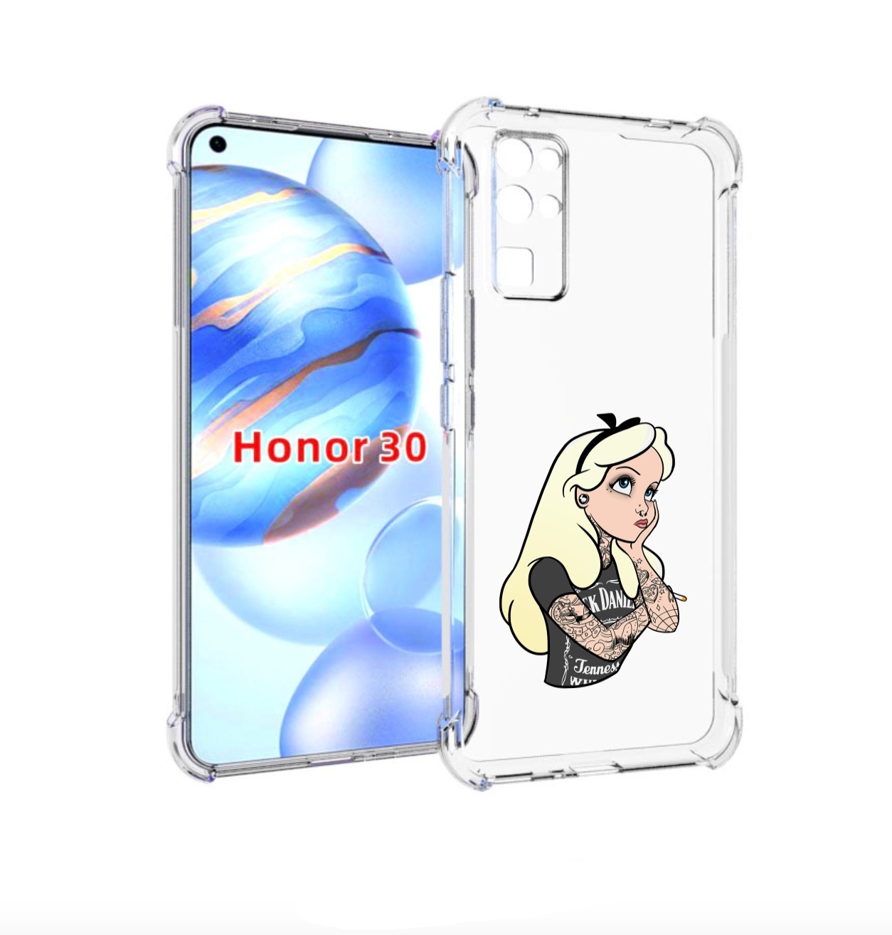 

Чехол бампер MyPads принцесса-в-татуировках женский для Honor 30, Прозрачный, Tocco
