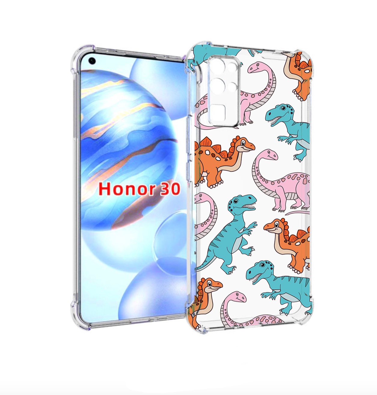 

Чехол бампер MyPads разные-динозаврики для Honor 30 (BMH-AN10) п, Прозрачный, Tocco