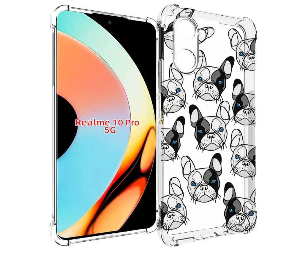

Чехол бампер MyPads мини-собачки-черно-белый для Realme 10 Pro п..., Прозрачный, Tocco