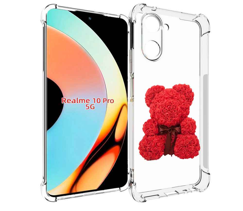 

Чехол бампер MyPads мишка-из-розочек для Realme 10 Pro противоуд..., Прозрачный, Tocco