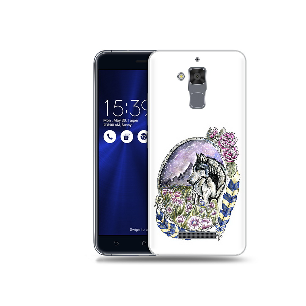 

Чехол MyPads Tocco для Asus ZenFone 3 Max (ZC520TL) нарисованный волк в цветах с перьями, Прозрачный, Tocco