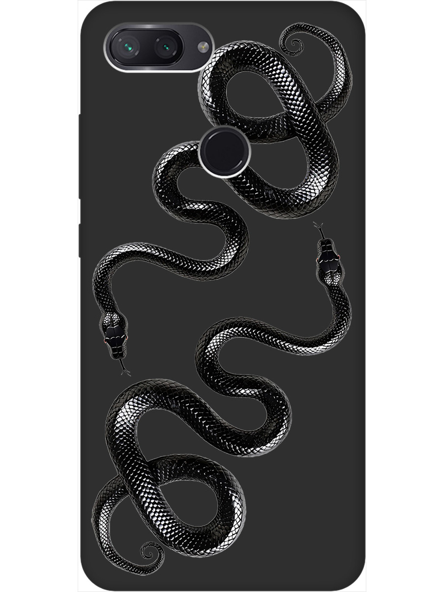 

Силиконовый чехол на Xiaomi Mi 8 Lite с принтом "Черные мамбы" матовый черный, 719373213