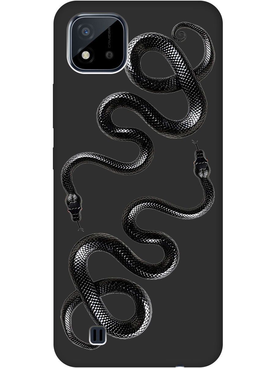 

Силиконовый чехол на realme C20 / C11 (2021) с принтом "Черные мамбы" матовый черный, 726147413
