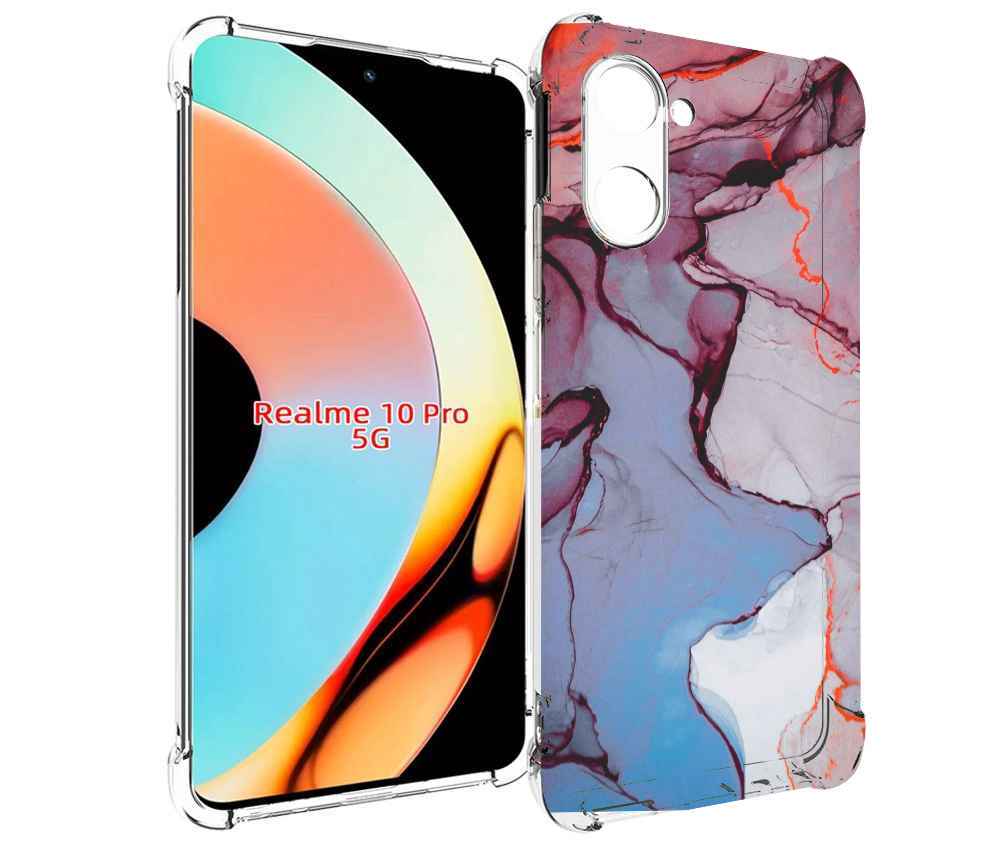 

Чехол бампер MyPads мраморный рисунок для Realme 10 Pro противоу..., Прозрачный, Tocco