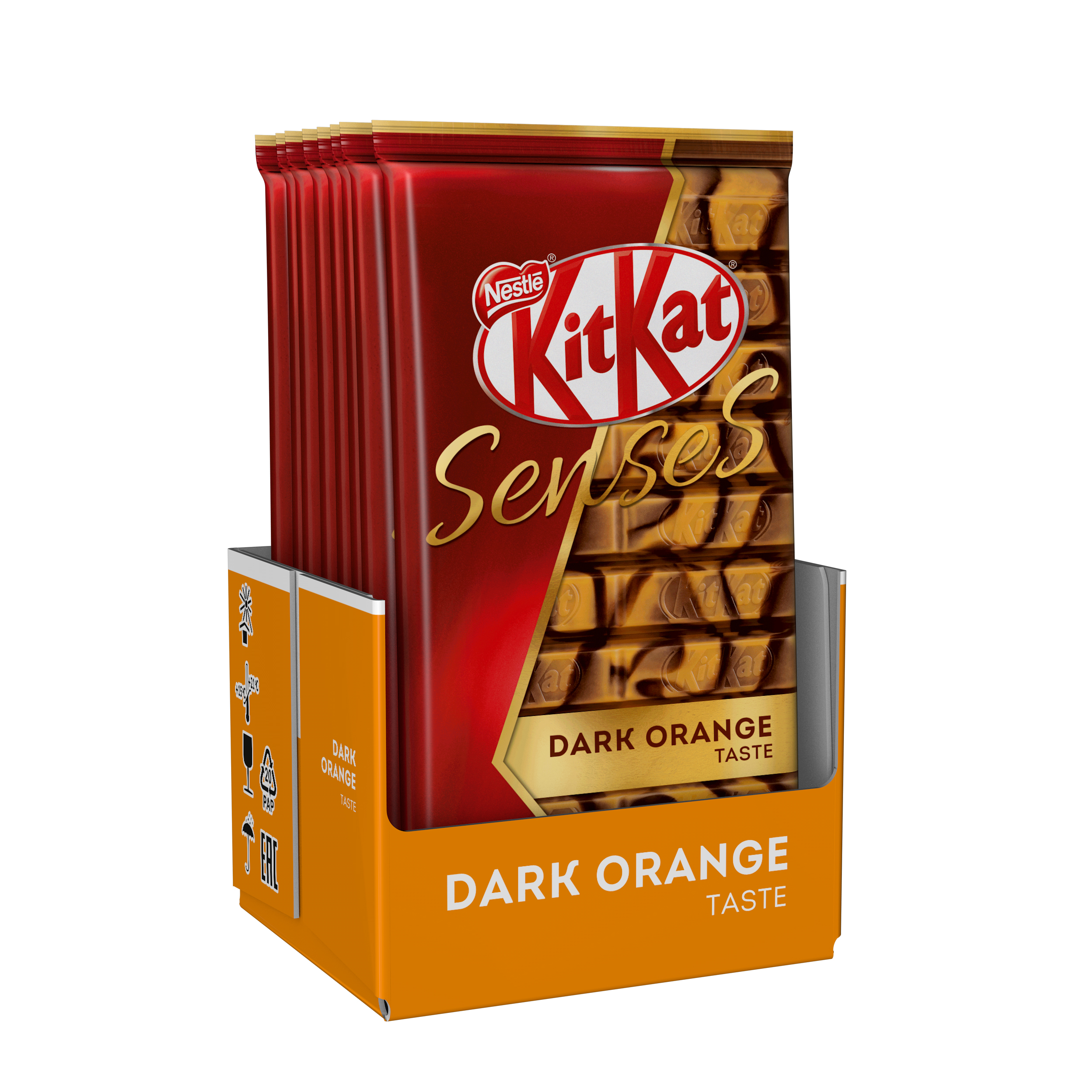 

Молочный шоколад и тёмный шоколад KITKAT SENSES DARK ORANGE TASTE, с вафлей 8 шт по 112 гр