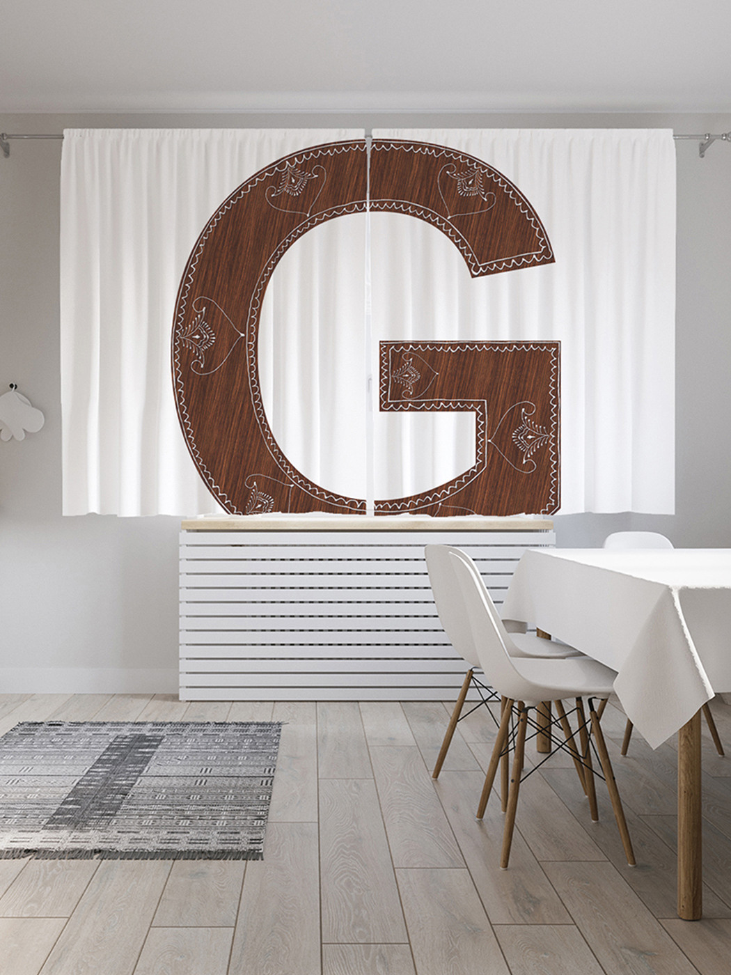 

Шторы с фотопечатью JoyArty "Королевская g" из сатена, 290х180 см