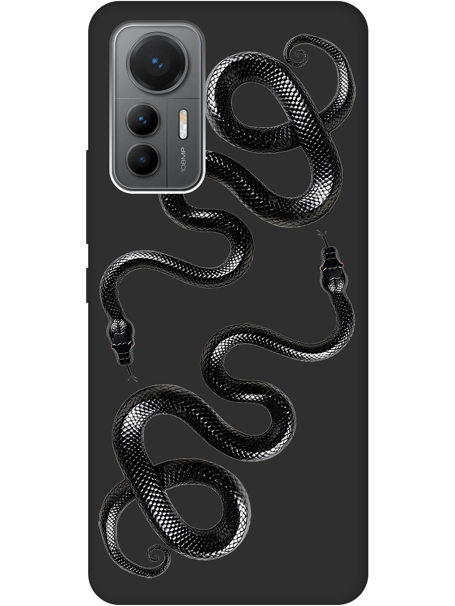 

Силиконовый чехол на Xiaomi 12 Lite с принтом "Черные мамбы" матовый черный, 740133313