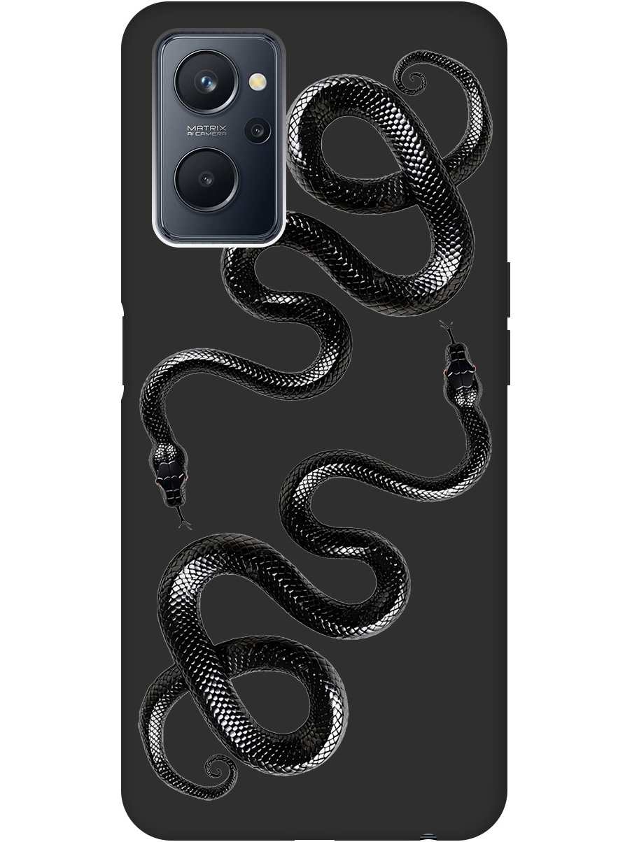

Силиконовый чехол на Realme 9i с принтом "Черные мамбы" матовый черный, 740189413