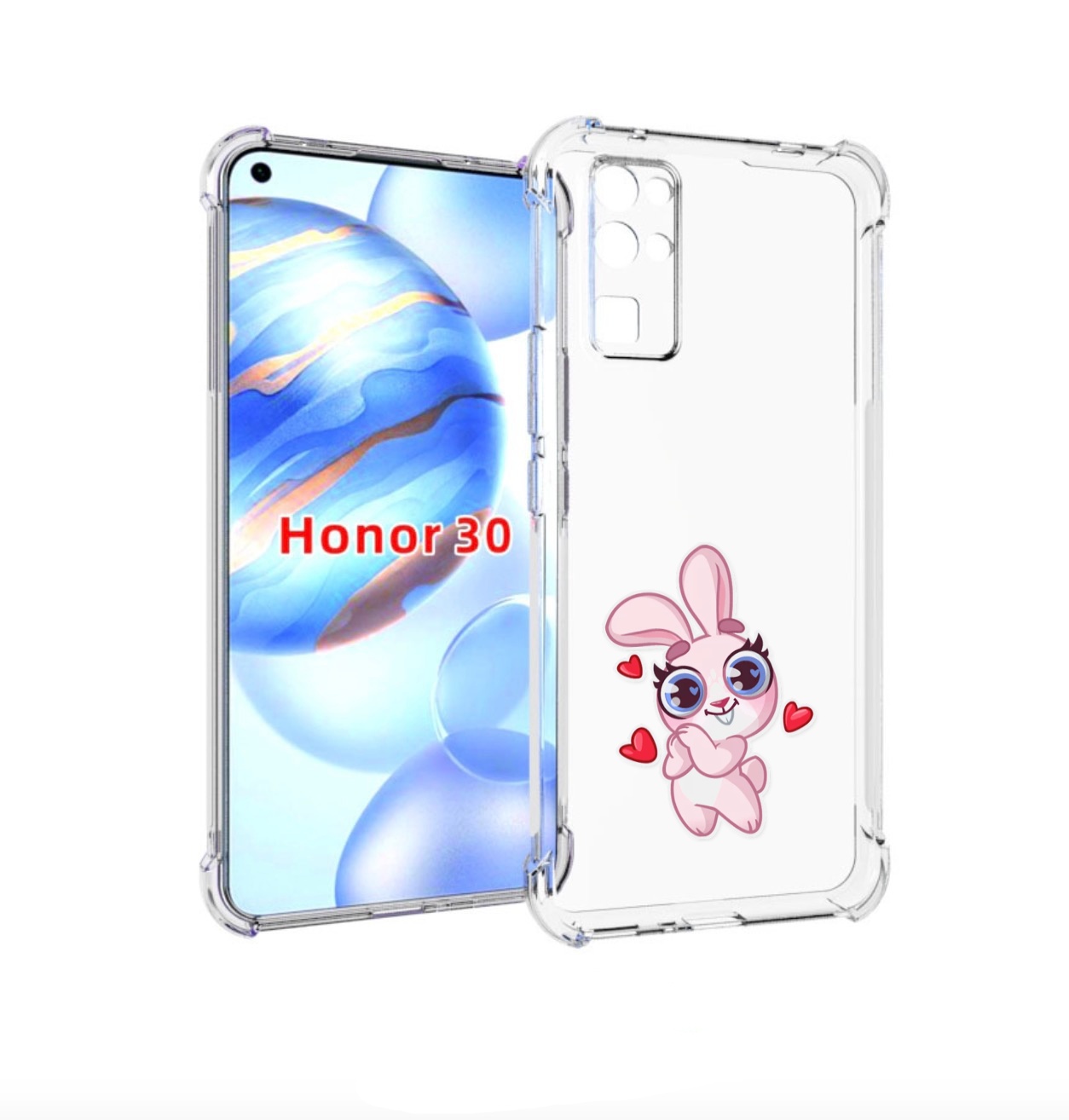 

Чехол бампер MyPads розовый-зайченок для Honor 30 (BMH-AN10) про, Прозрачный, Tocco