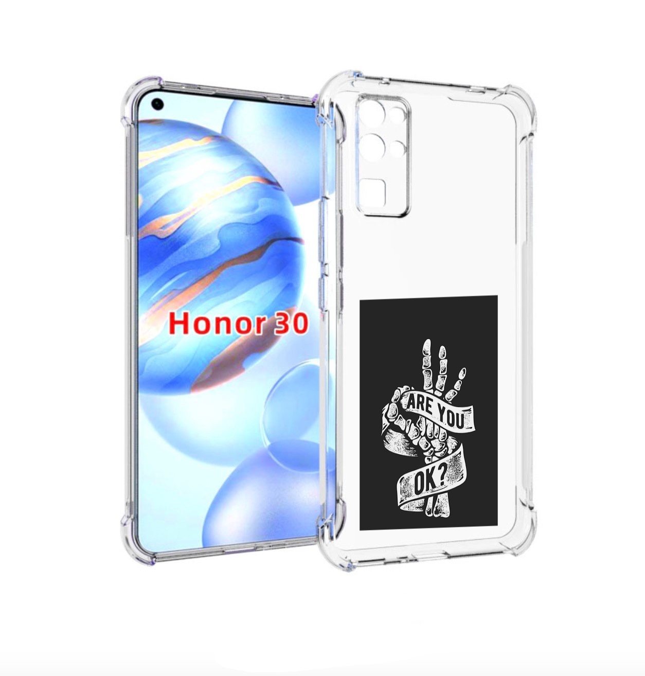

Чехол бампер MyPads рука-скелета для Honor 30 (BMH-AN10) противо, Прозрачный, Tocco