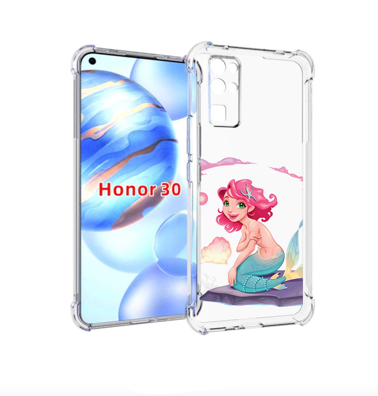 

Чехол бампер MyPads русалочка для Honor 30 (BMH-AN10) противоуда, Прозрачный, Tocco