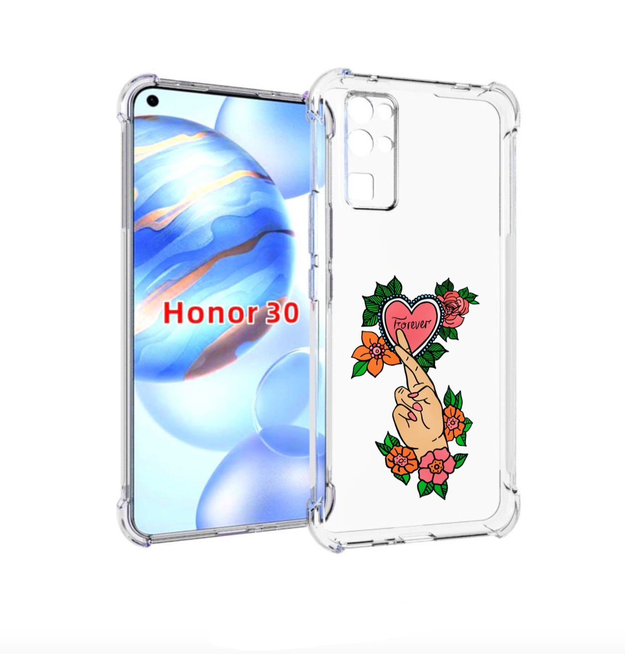 

Чехол бампер MyPads ручки-навсегда женский для Honor 30 (BMH-AN1, Прозрачный, Tocco