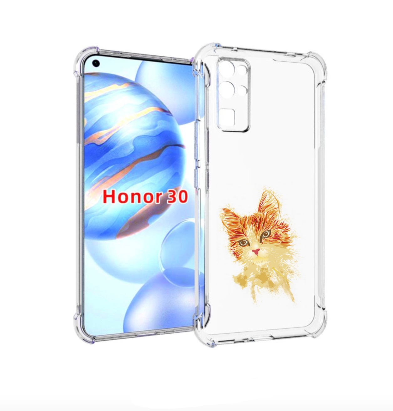 

Чехол бампер MyPads рыжий кот для Honor 30 (BMH-AN10) противоуда, Прозрачный, Tocco