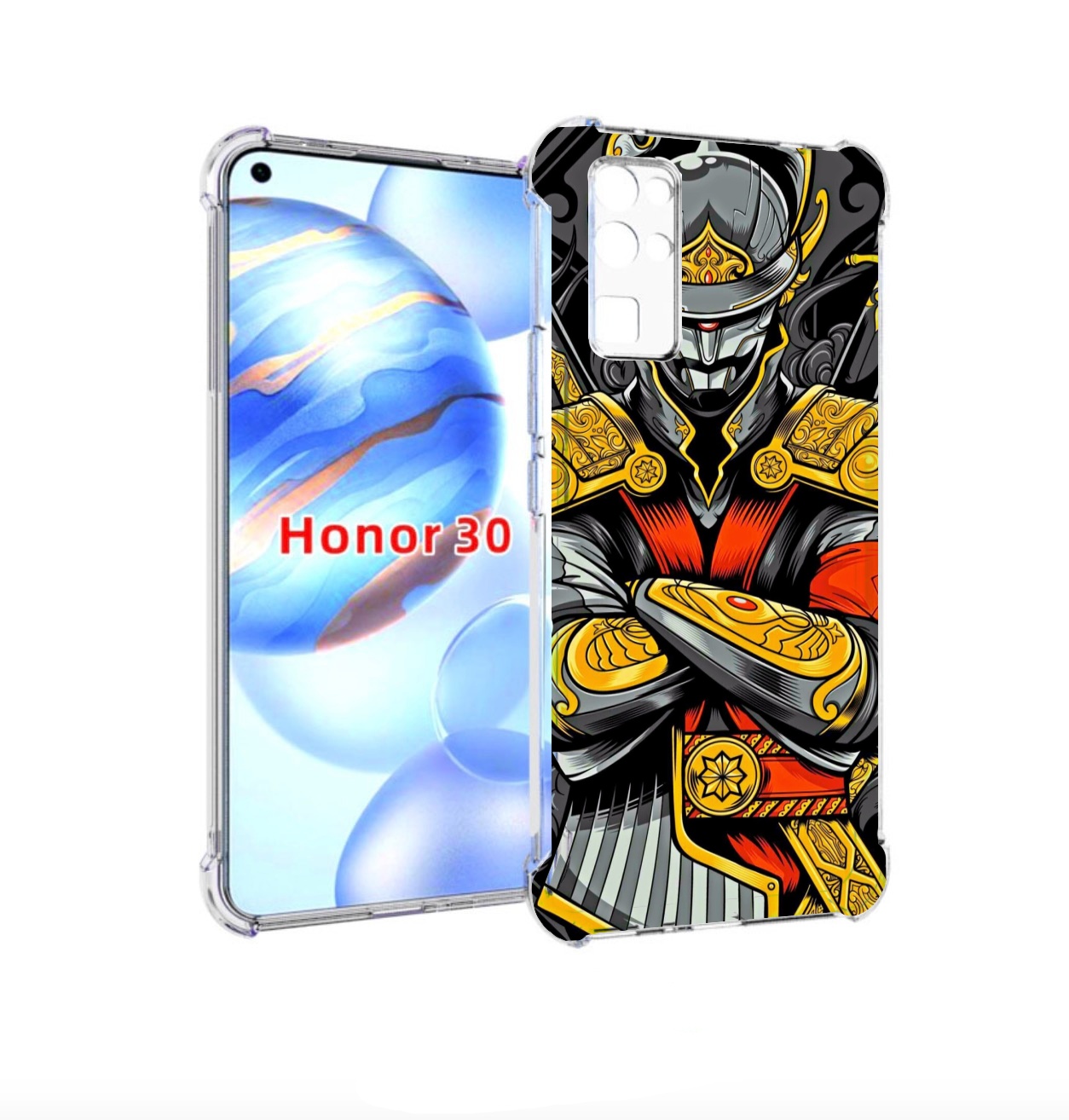 Чехол бампер MyPads самурай для Honor 30 (BMH-AN10) противоударный