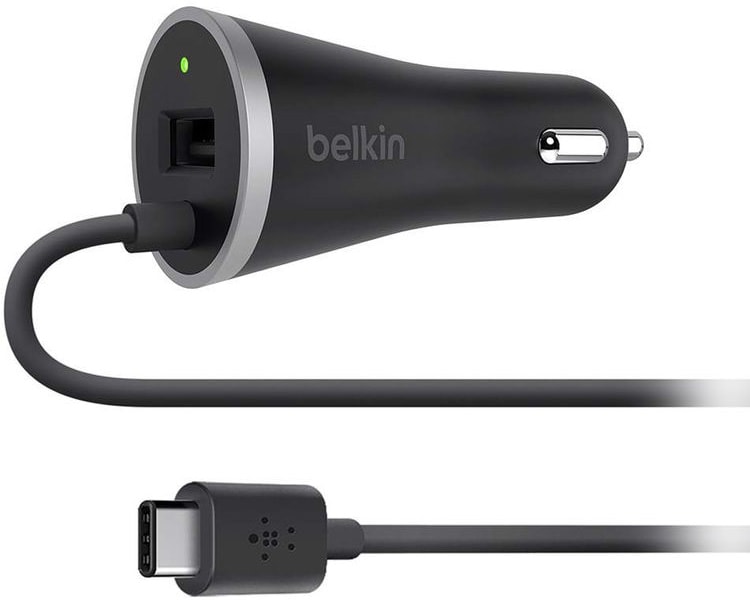 

Автомобильное ЗУ Belkin F7U006bt04-BLK USB-C CAR CHARGER 15W 3AMP USB-A PORT, F7U006bt04-BLK