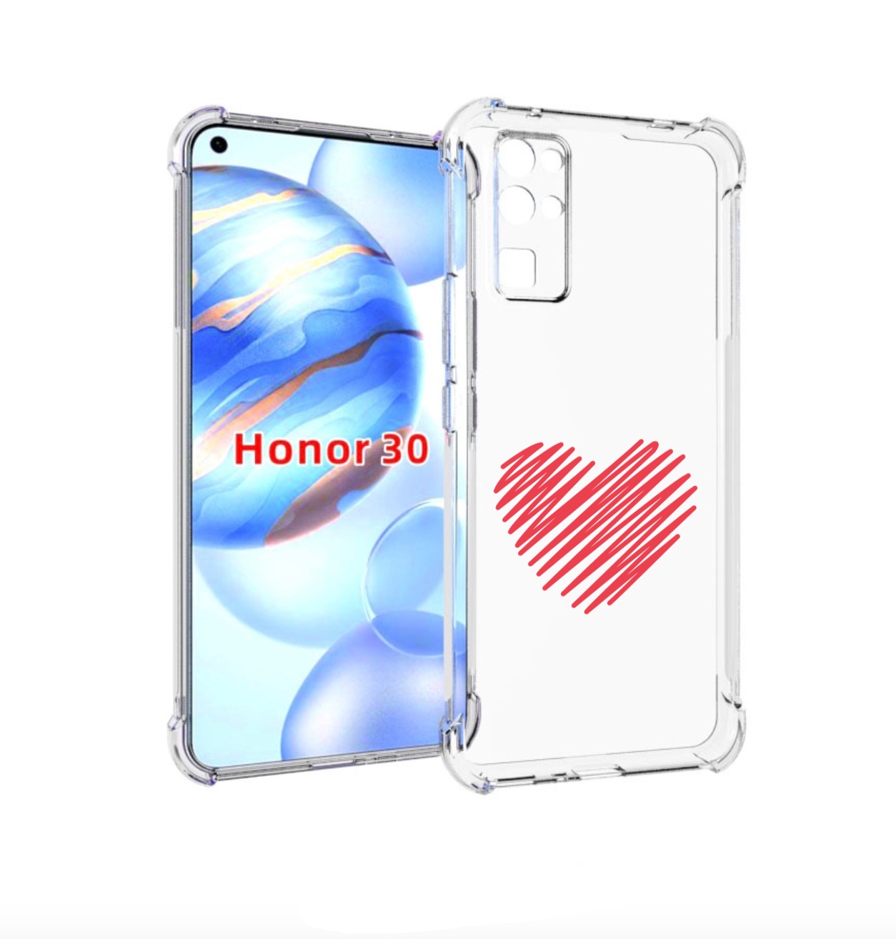 

Чехол бампер MyPads сердечко-одной-линией для Honor 30 (BMH-AN10, Прозрачный, Tocco