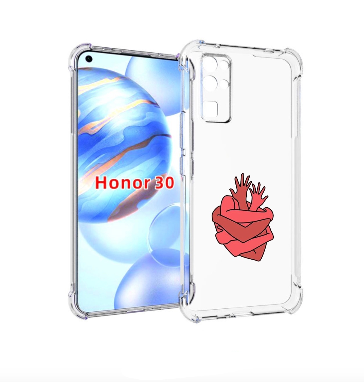 

Чехол бампер MyPads сердце из ручек для Honor 30 (BMH-AN10) прот, Прозрачный, Tocco