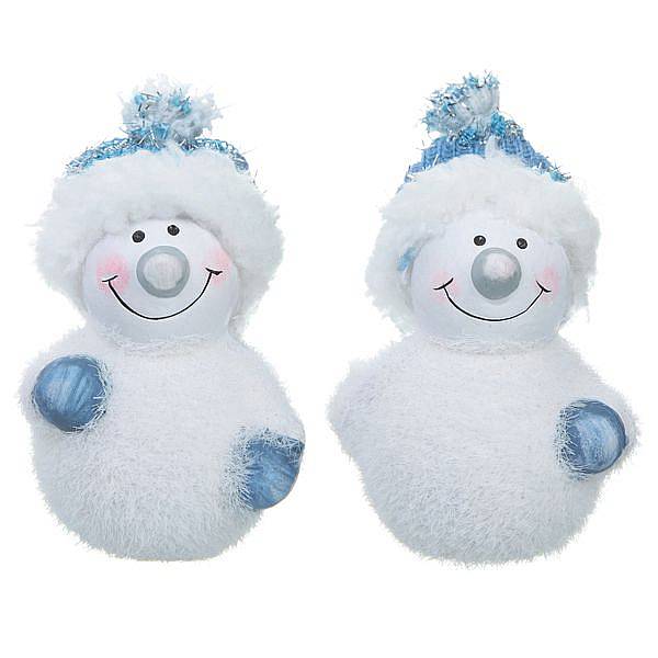 

Елочная игрушка Snowmen снеговичок в шапке 1 шт. белая голубой, снеговичок в шапке