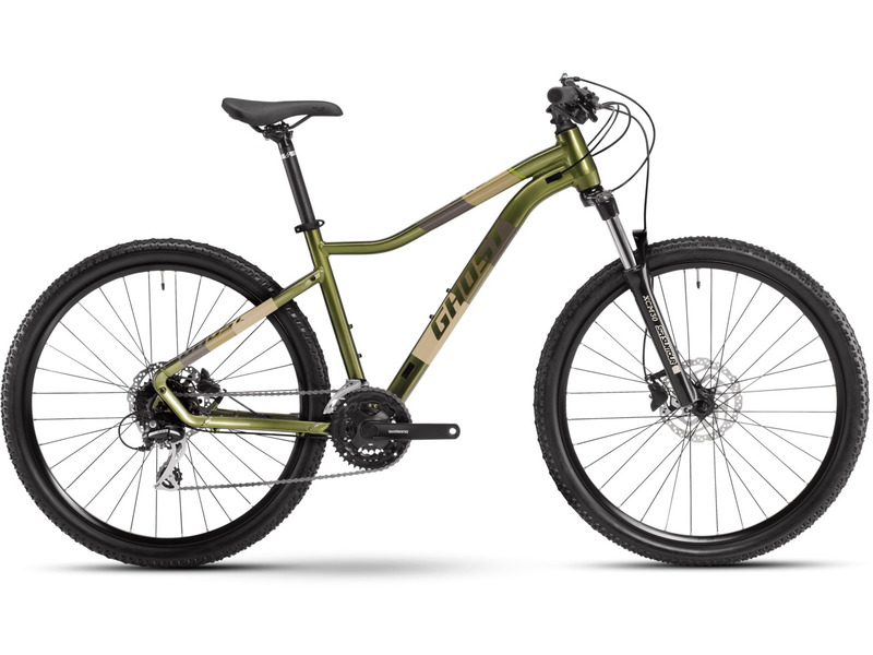 фото Женский велосипед ghost lanao essential 27.5, год 2021, зеленый-серебристый, ростовка 17.5