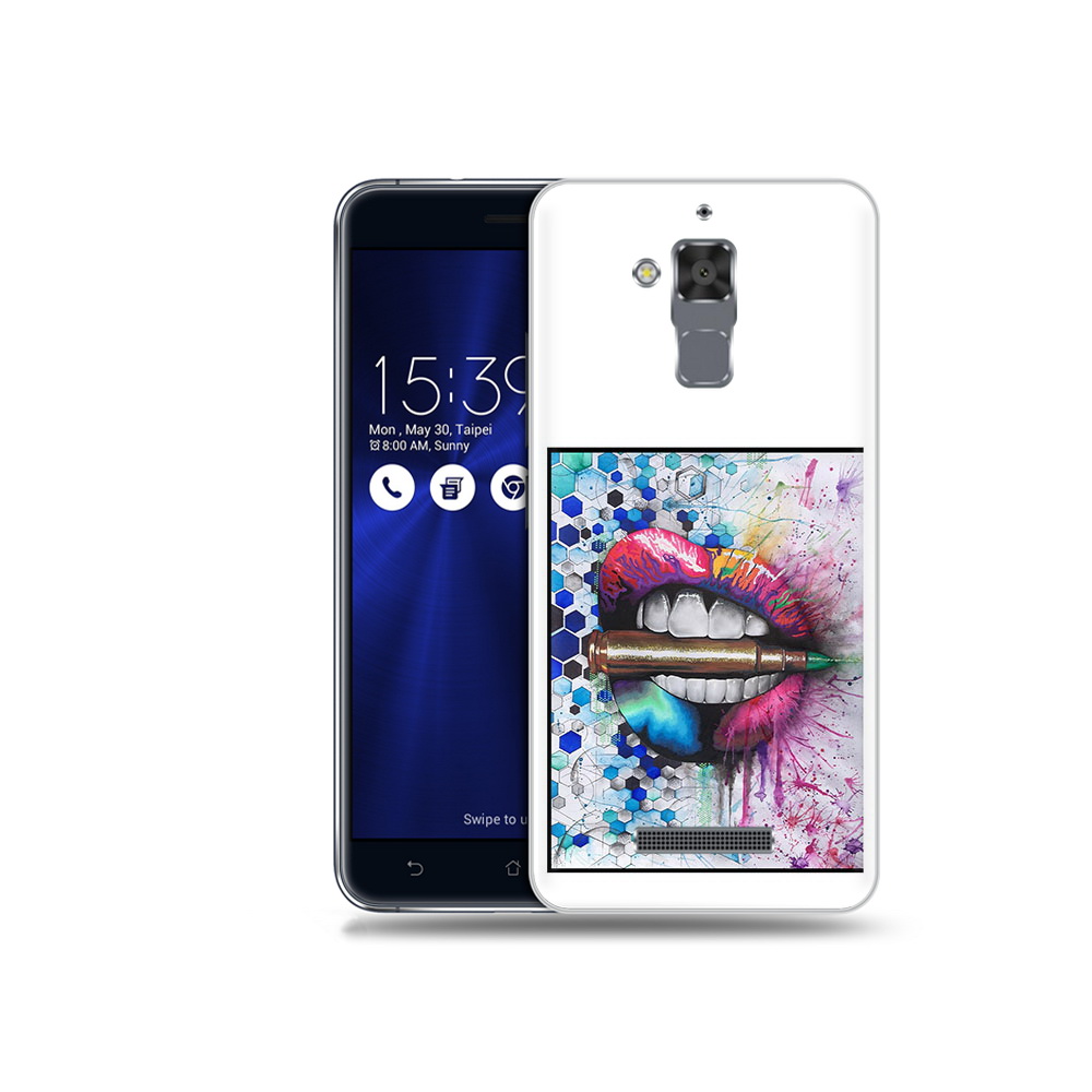 

Чехол MyPads Tocco для Asus ZenFone 3 Max (ZC520TL) разноцветные губы с пулей, Прозрачный, Tocco