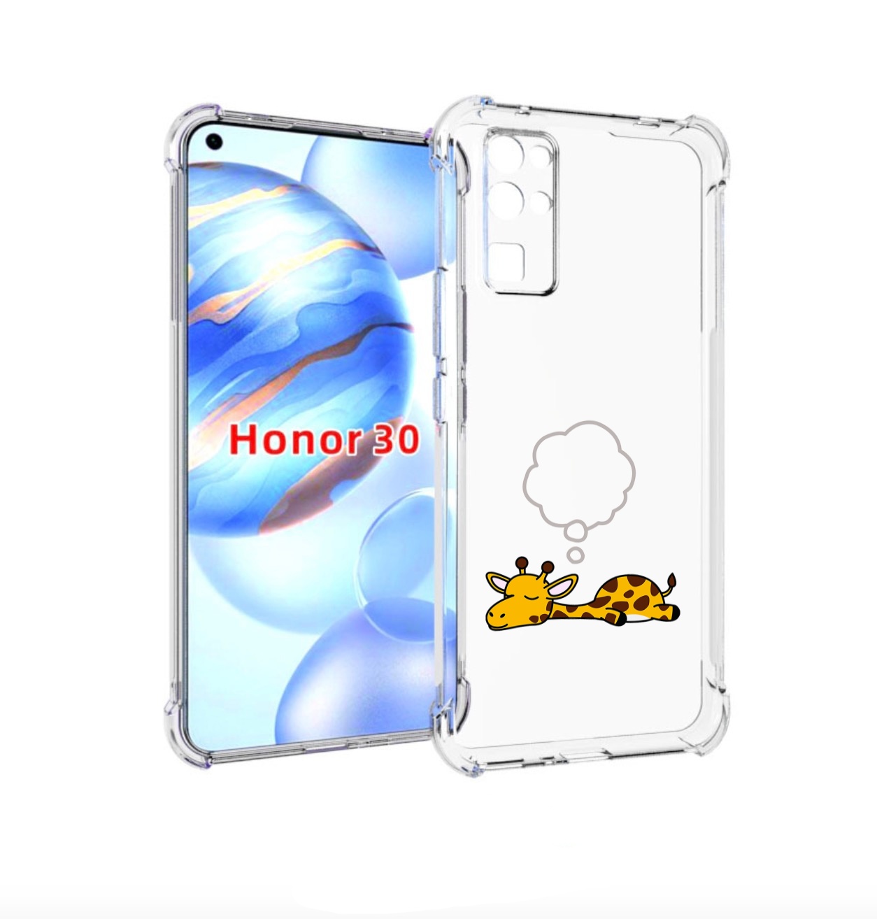 

Чехол бампер MyPads спящий-жираф детский для Honor 30 (BMH-AN10), Прозрачный, Tocco