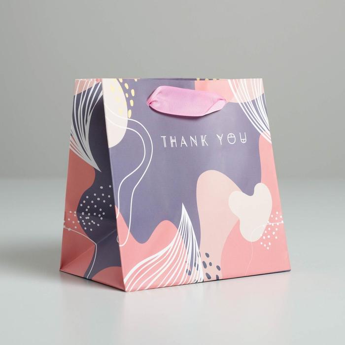 

Пакет подарочный Дарите Счастье Thank you 14  14  9 см, Разноцветный