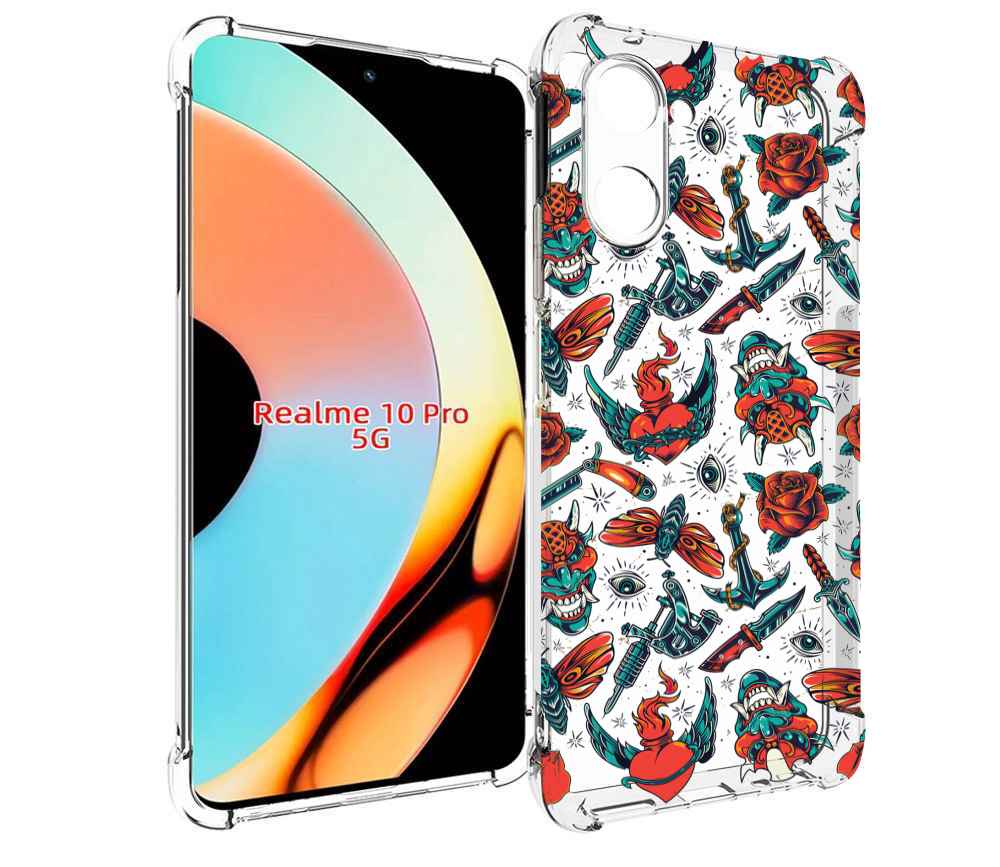 Чехол бампер MyPads олд-скул-пак для Realme 10 Pro противоударный