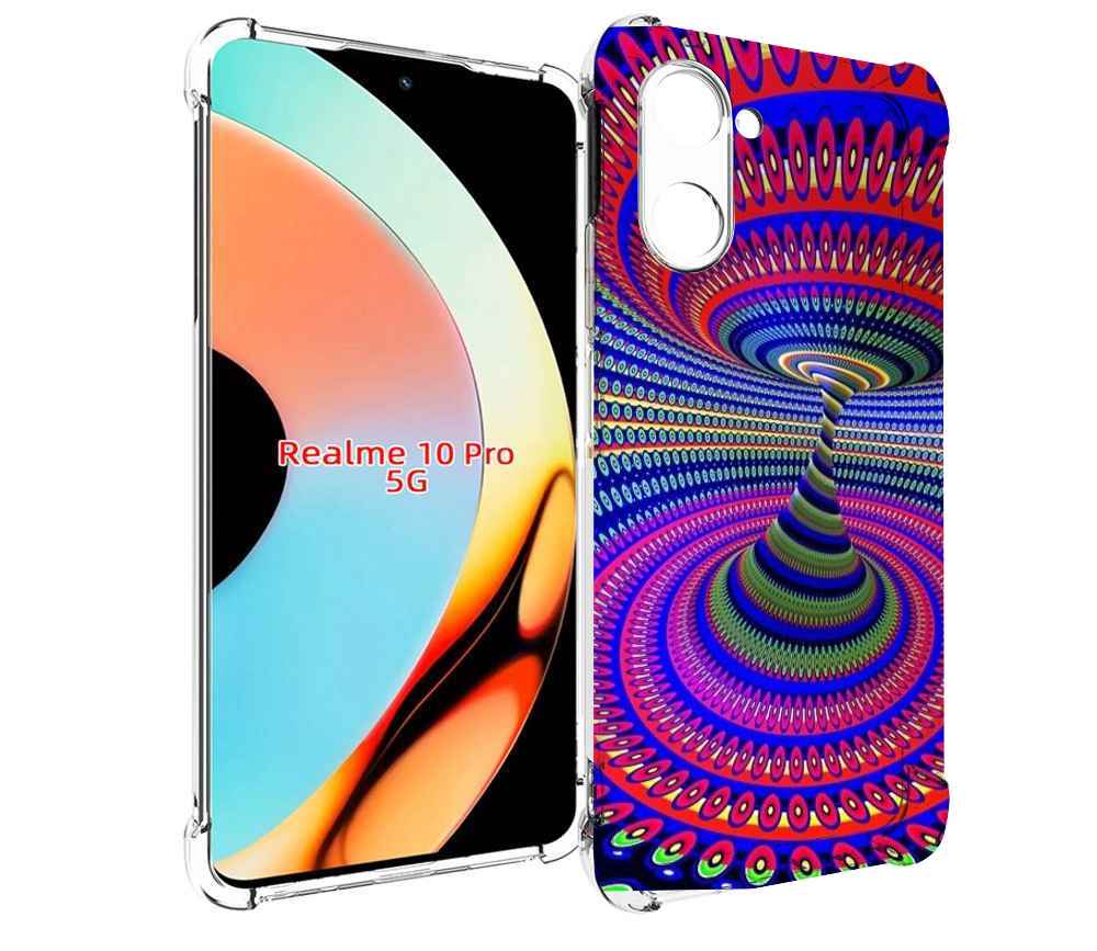 

Чехол бампер MyPads оптическая иллюзия для Realme 10 Pro противо..., Прозрачный, Tocco
