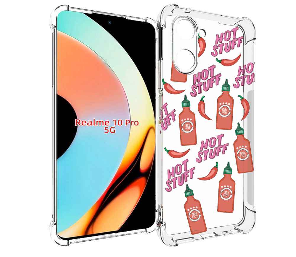 

Чехол бампер MyPads острые-перчики для Realme 10 Pro противоударный, Прозрачный, Tocco