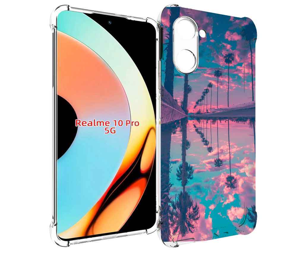 

Чехол бампер MyPads отражение-пальм для Realme 10 Pro противоуда..., Прозрачный, Tocco