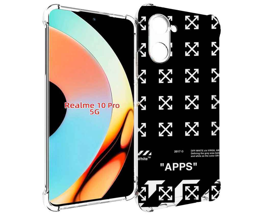 Чехол бампер MyPads оф-вайт-значки для Realme 10 Pro противоударный