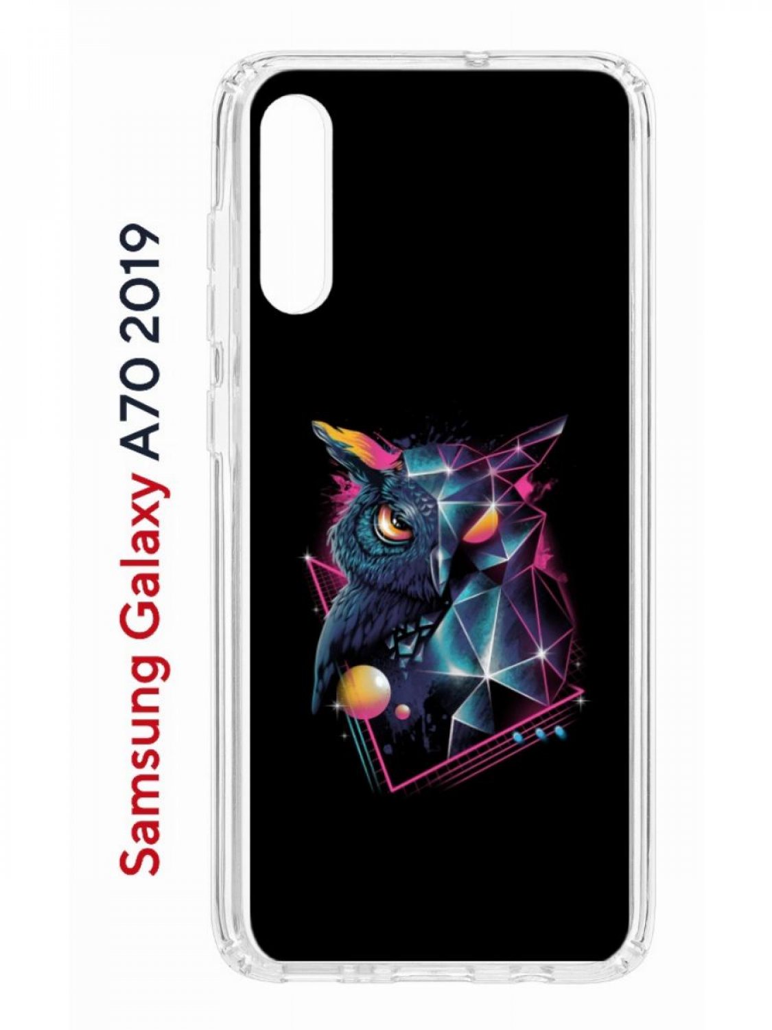 Чехол на Samsung A70 Kruche Print Retro Owl,противоударный бампер,с защитой камеры