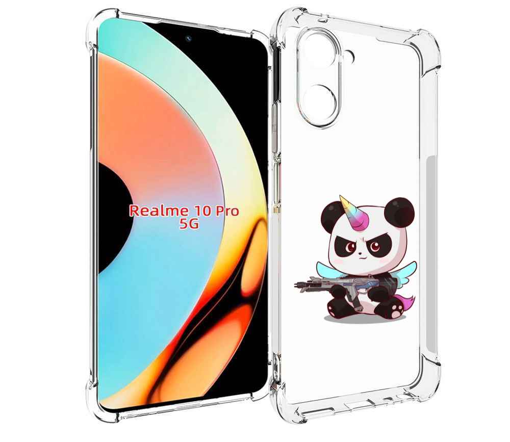 

Чехол бампер MyPads панда-единорог детский для Realme 10 Pro про..., Прозрачный, Tocco