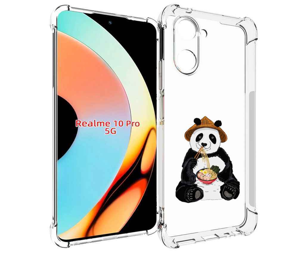 

Чехол бампер MyPads панда-любит-лапшу для Realme 10 Pro противоу..., Прозрачный, Tocco
