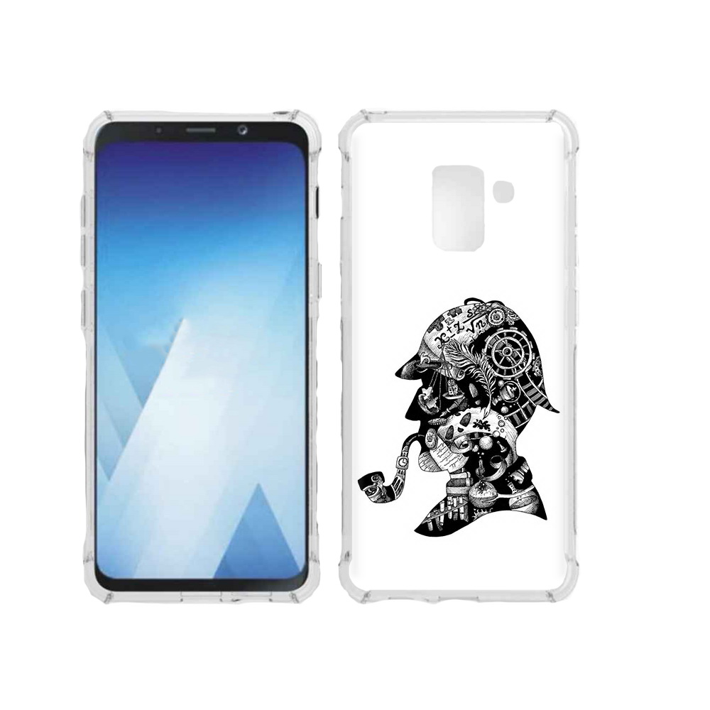 

Чехол MyPads Tocco для Samsung Galaxy A5 (2018) мужчина с трубкой абстракция, Прозрачный, Tocco