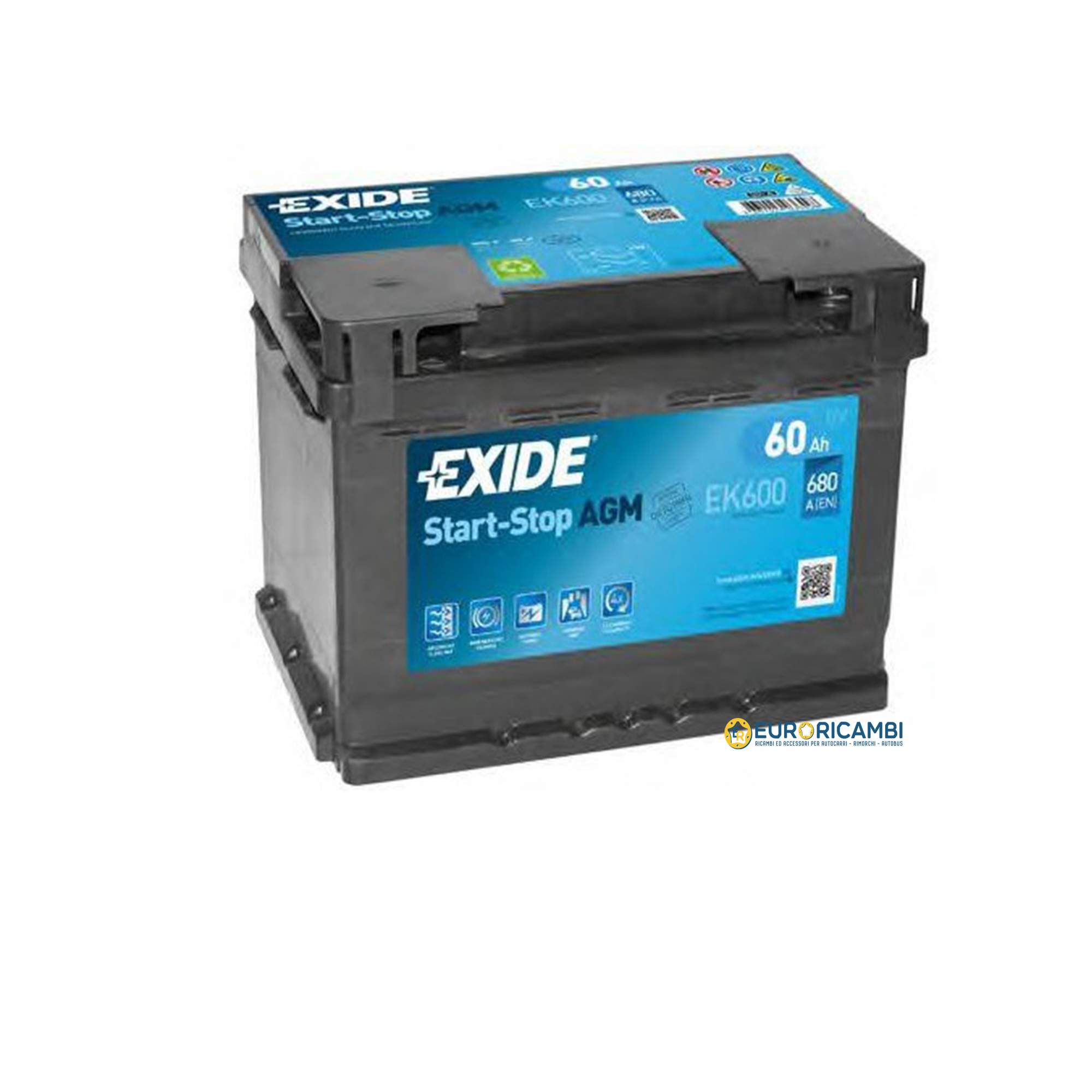

Аккумулятор автомобильный EXIDE AGM EK600 60Ah ОП 680A, EXIDE 1