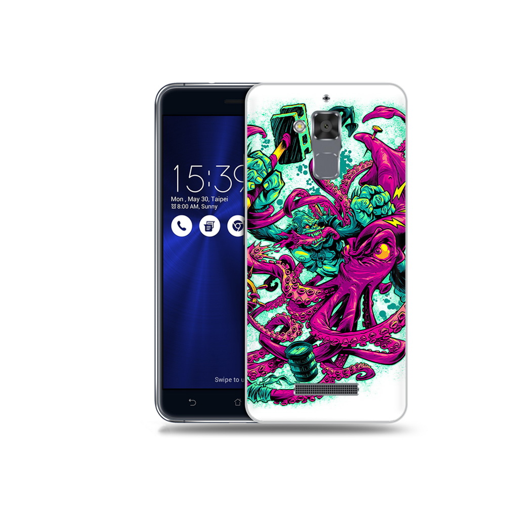 

Чехол MyPads Tocco для Asus ZenFone 3 Max (ZC520TL) фиолетовый кракен, Прозрачный, Tocco