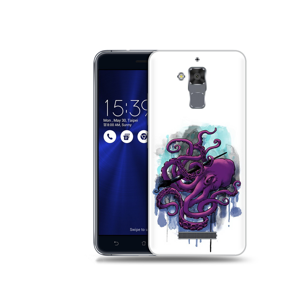 

Чехол MyPads Tocco для Asus ZenFone 3 Max (ZC520TL) фиолетовый осьминог, Прозрачный, Tocco