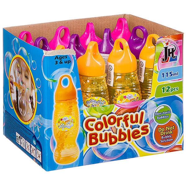 фото Набор радужных мыльных пузырей бутылочка, 12 шт. по 115 мл, 23,5×17×17,5 см, арт. 316 nobrand