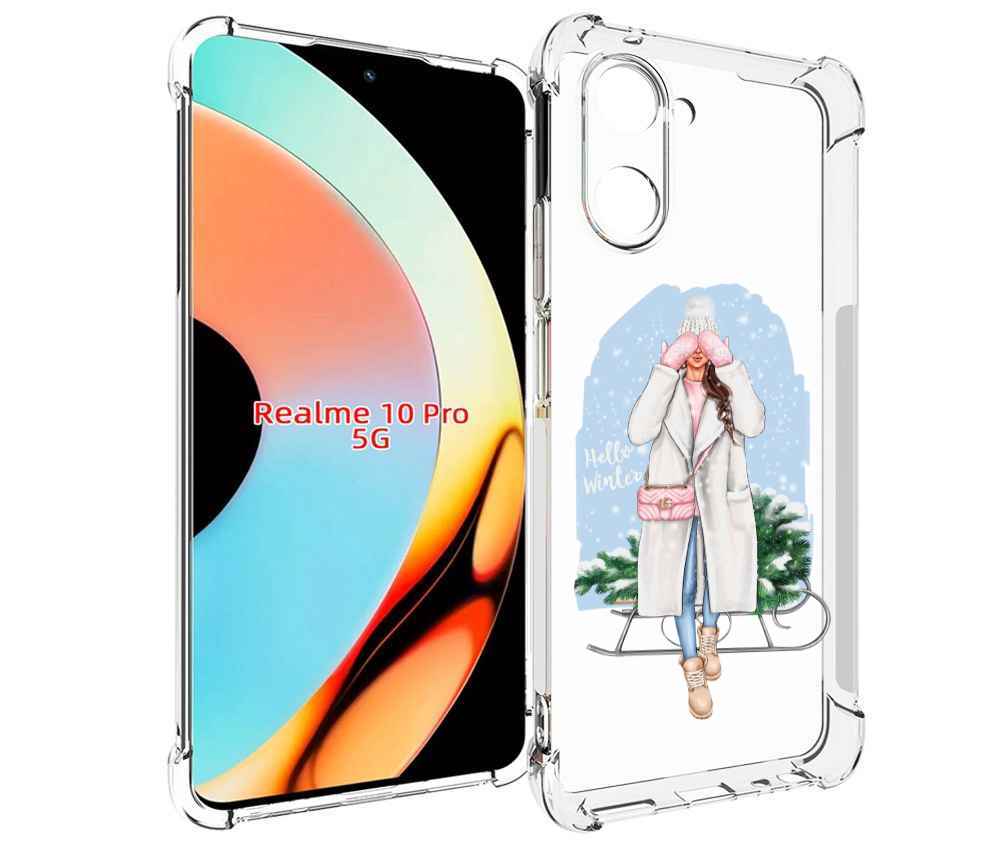 

Чехол бампер MyPads привет-зима женский для Realme 10 Pro против..., Прозрачный, Tocco