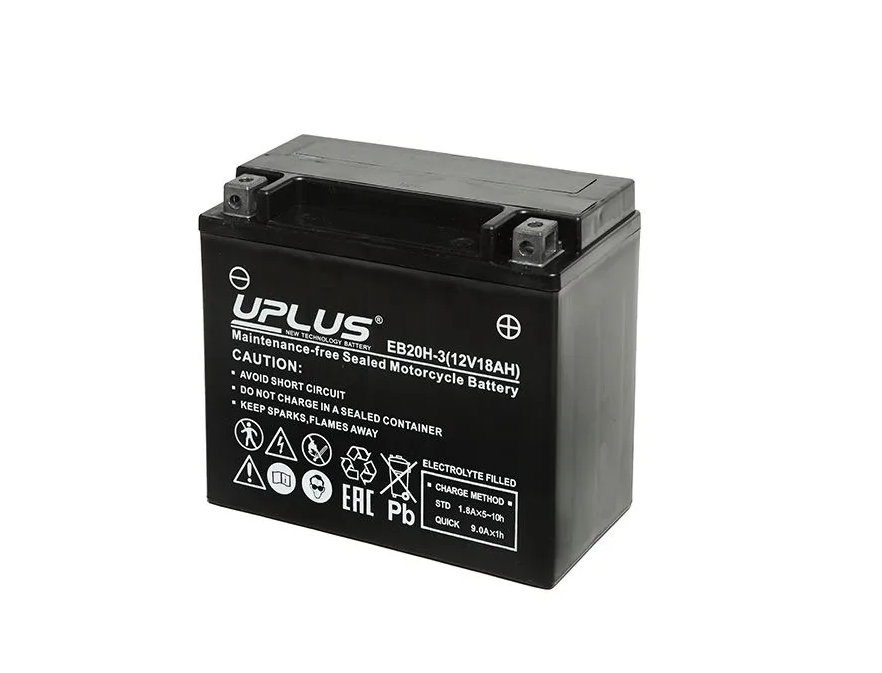 Аккумулятор автомобильный UPLUS AGM EB20H-3 18Ah ОП 310A (YTX20L,YTX20HL,YB16L-B)