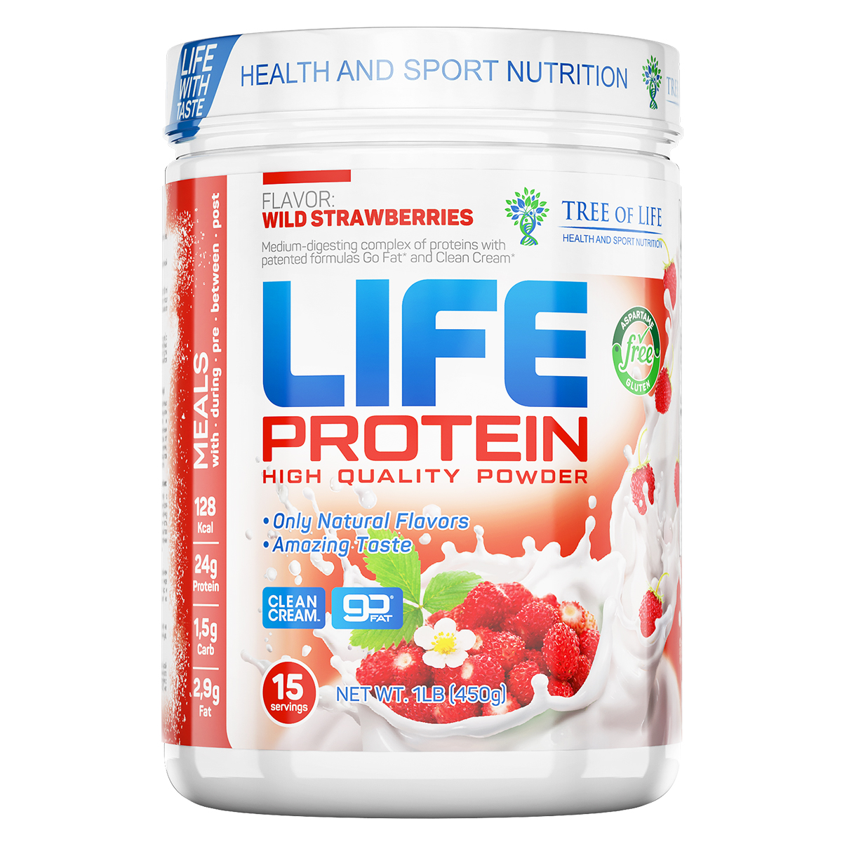 Протеин сывороточный и изолят Tree of Life Life Protein земляника 15 порций
